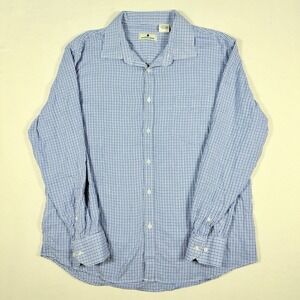 Southern Pines L/S Shirt Mens 2XL‎ XXL Blue Mini Check Casual Button Up Coastal